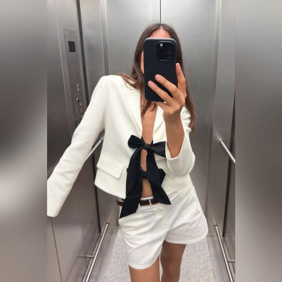 NWTβZARA CONTRAST TIE BLAZER - Picture 3 of 8